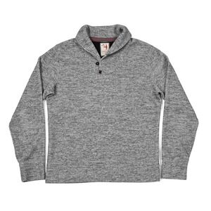 Relwen Men's Medium Ribbed Shawl Collar Pullover Sweater Huckberry Gray Stretch